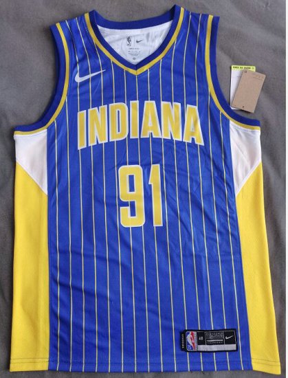 Maillot de Basket #91 Artest Indiana Pacers 20-21 city Bleu Imprimé